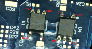 These packages are too large for the corresponding footprints, with leads extending and overlapping the solder mask.